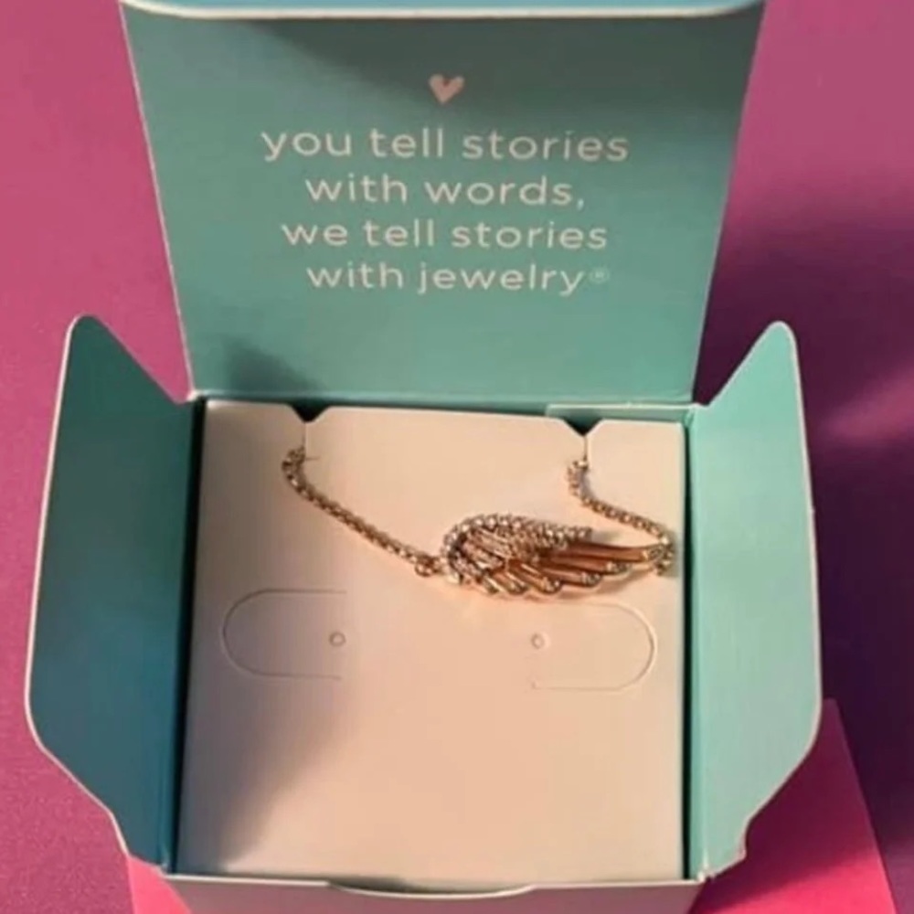 Rose Gold “I am Protected” Cubic Zirconia Wing Bolo Bracelet